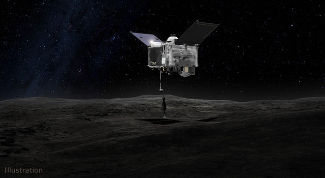 This artist's concept shows the Origins Spectral Interpretation Resource Identification Security - Regolith Explorer (OSIRIS-REx) spacecraft This artist's concept shows the Origins Spectral Interpretation Resource Identification Security - Regolith Explorer (OSIRIS-REx) spacecraft